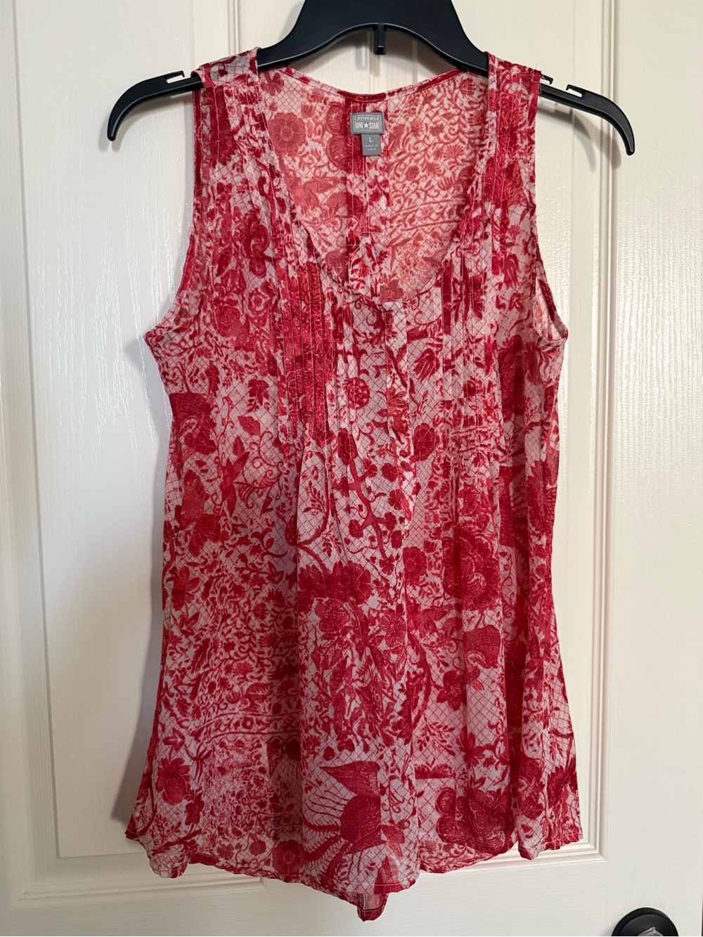 Converse Red Floral Sleeveless V-Neck Camisole